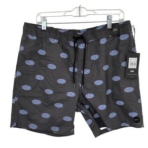 RVCA Men's Swim Trunks‎ Size L | Black Logo Print Boardshorts
